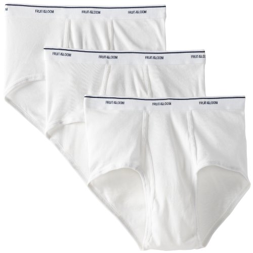 Fruit of the Loom Men's Mens Full Cut 100% Cotton White Briefs in White (7601) | Size Small | HisRoom.com