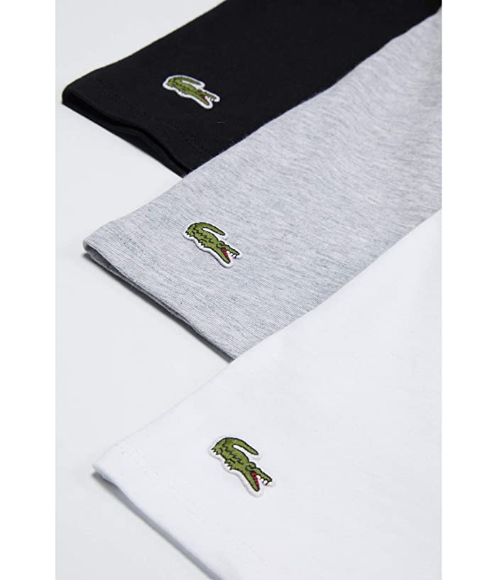 Lacoste 3-Pack Crew Neck Regular Fit Essential T-Shirt Men's Clothing White/Silver Grey Chine/Black : 2XL, Cotton