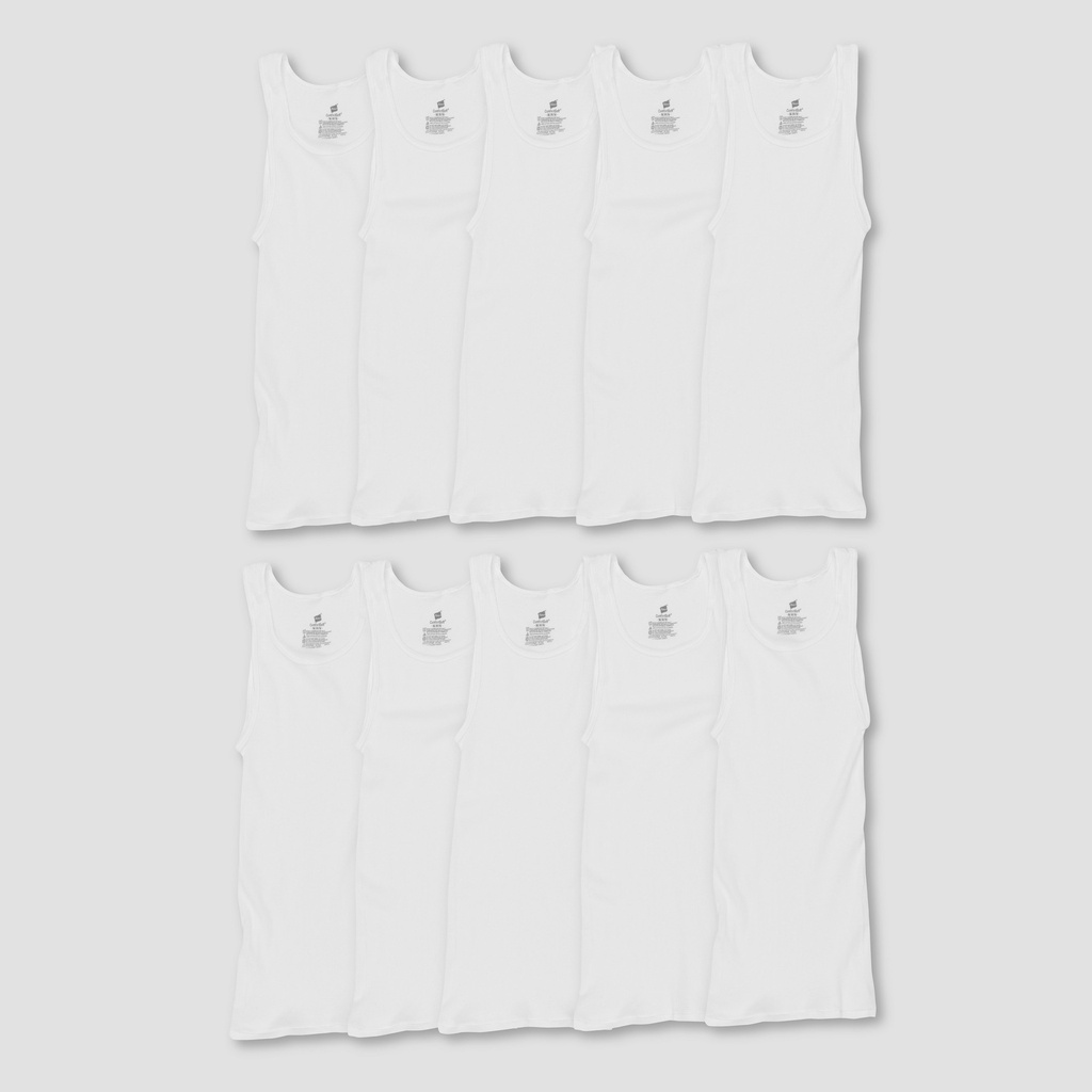 Hanes Men's Cotton Tank Top Undershirt, Moisture-Wicking, White, 10-Pack S