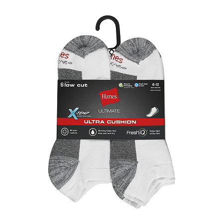 Hanes Men's 6-Pk. Ultimate Xtemp Ultra Cushion Low Cut Socks - White