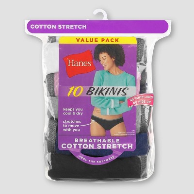 Hanes Women's Stretch Cotton Bikini Underwear, 10-Pack Assorted 5