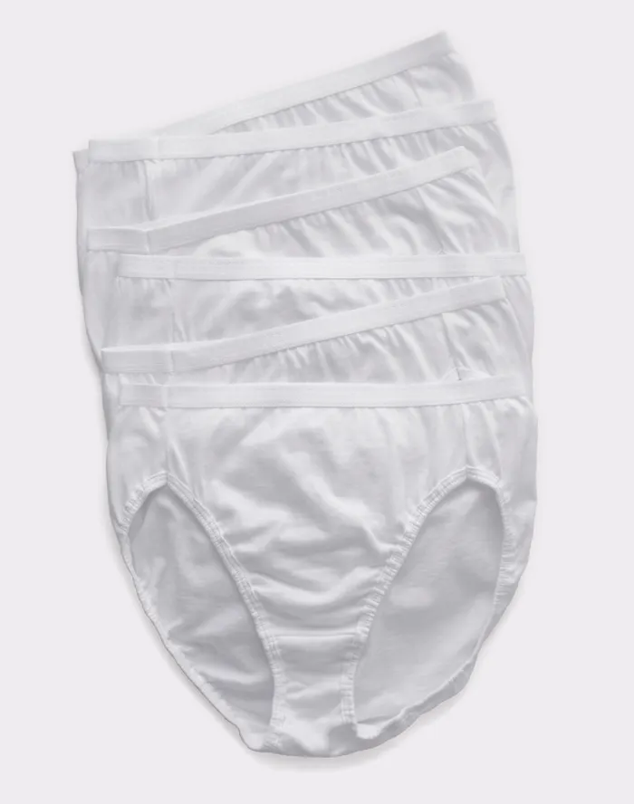 Pantys de algodon corte alto de colores y todas blancas Hanes 6-PACK 43H6CC (S/5, BLANCO)