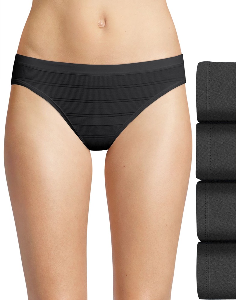 Bikini licrado liviano comfort flex fit negros Hanes 4-PACK 42CFF4