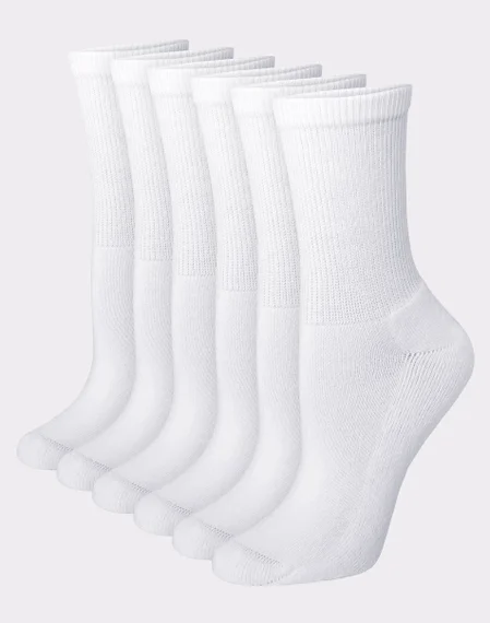 Medias largas acolchadas de Damas Hanes 6-PACK UC136 (BLANCO)