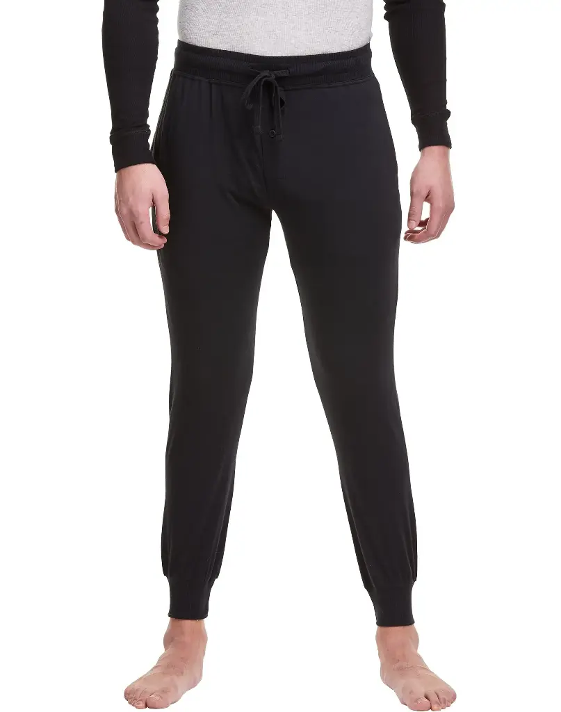 Mono jogger estilo pijama con bolsillos y botones Hanes 1107M  (NEGRO, S)