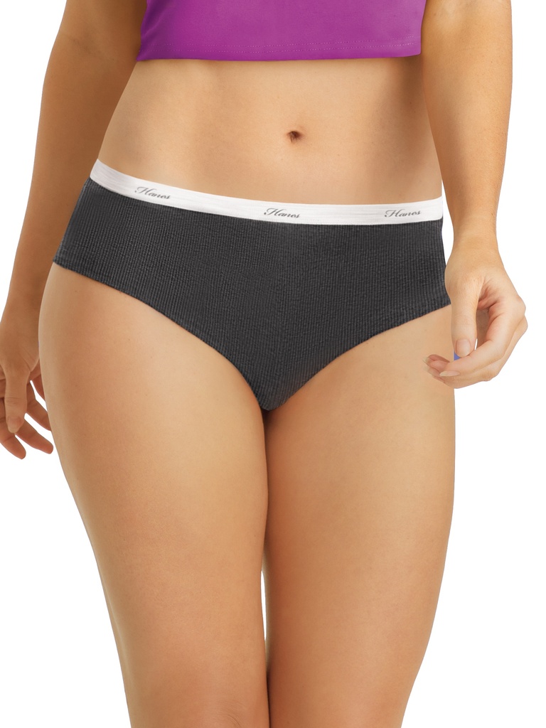 [PP41RH]  Hipster pantys en algodon acanalado Hanes 6-PACK PP41RH (S/5)