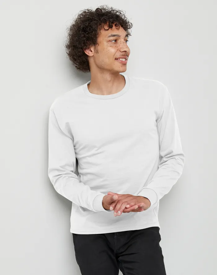 Franela manga larga cuello redondo de Caballero Hanes O5288 (BLANCO, S)