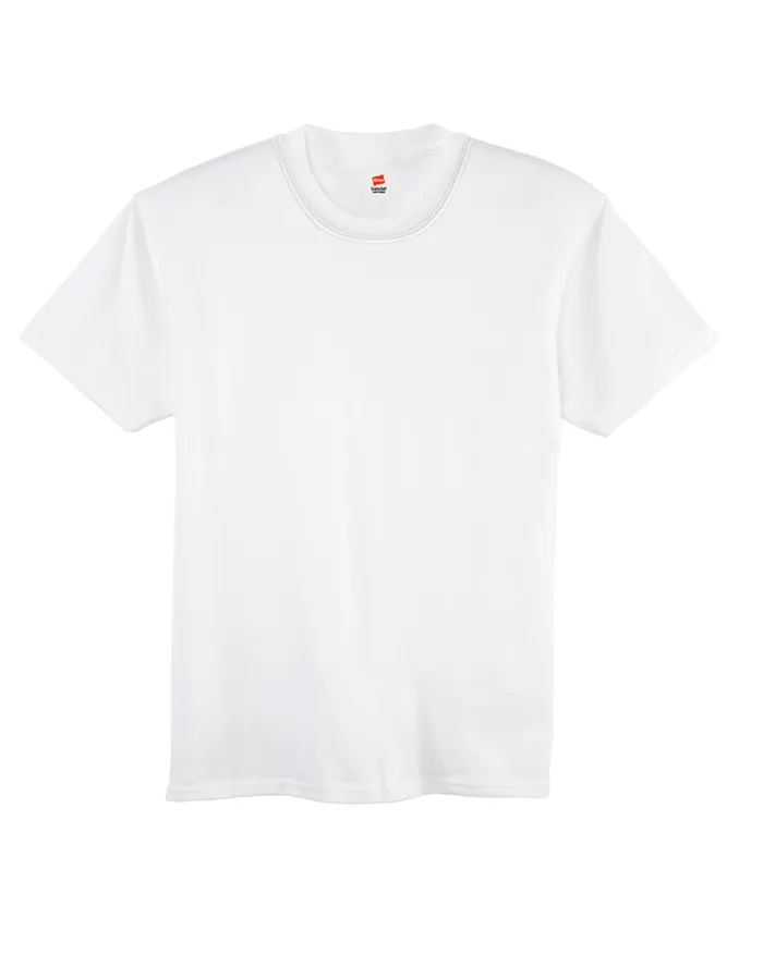 Franela cuello redondo de niño de algodon Hanes O54806 (S, BLANCO)