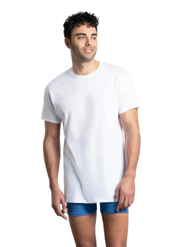 Franela de caballero cuello redondo x4 fruit of the loom blanca JC2727