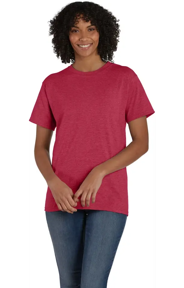 Franela cuello redondo basica UNISEX Hanes 5170 (S, ROJO)