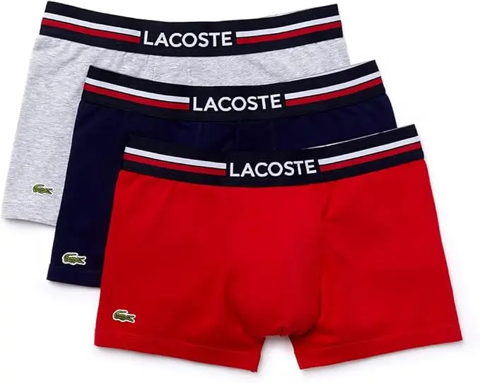 3 pack de boxer lacoste Cotton Sretch  (M, Rojo/gris/azulmarino)