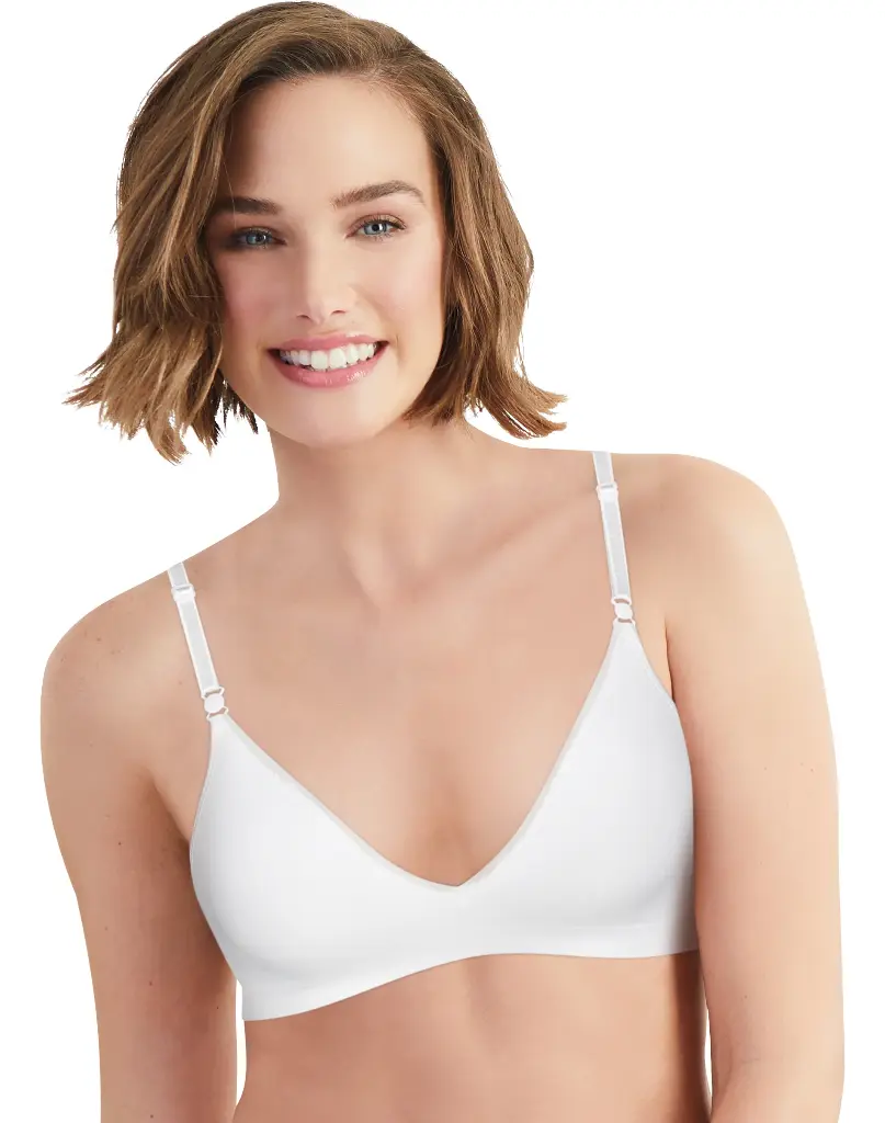 Sosten comfy support sin copa ni varilla con tira ajustable Hanes MHG795 (S, BLANCO)