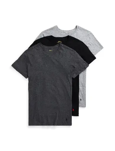 Pack de 3 Franelas cuello redondo Polo Ralph Lauren Gris Claro/gris Oscuro/negro