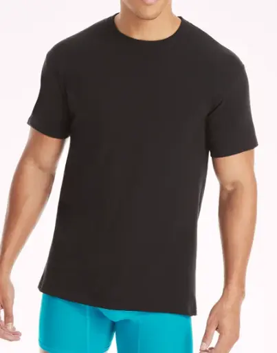 Pack de 4 franelas negras cuello redondo de algodon peinado Hanes UCF1B4