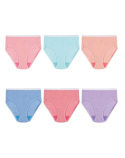 Panty tipo brief de niñas de algodon acanalado Hanes 6-PACK GBRRB6