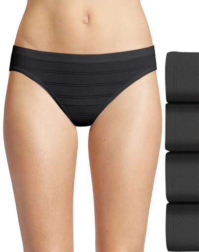 Bikini licrado liviano comfort flex fit negros Hanes 4-PACK 42CFF4
